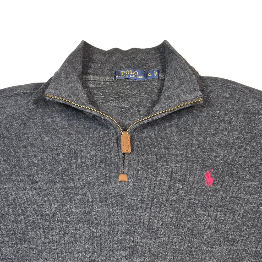 Polo Ralph Lauren Men's Gray Knit 1/4 Zip Mock Neck Long Sleeve Sweater Size XL - Picture 4 of 9